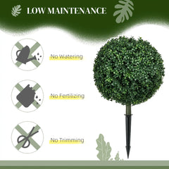 1.3' (15.7') Artificial Boxwood Topiary Trees with Ground Stake, UV Resistant Set of 2 Ball Shaped Trees, Indoor Outdoor Fake Plants for Home Office & Living Room Décor perspective