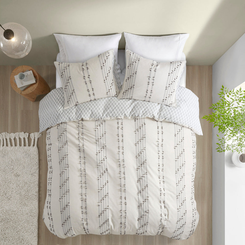 Full/Queen 3 Piece Cotton Jacquard Duvet Cover Set Media 7