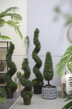 10.5x10.50x60' 5 Foot Tall Artificial Spiral Boxwood Topiary perspective