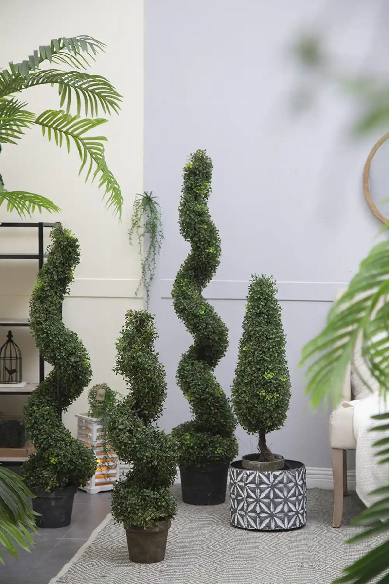 10.5x10.50x60' 5 Foot Tall Artificial Spiral Boxwood Topiary