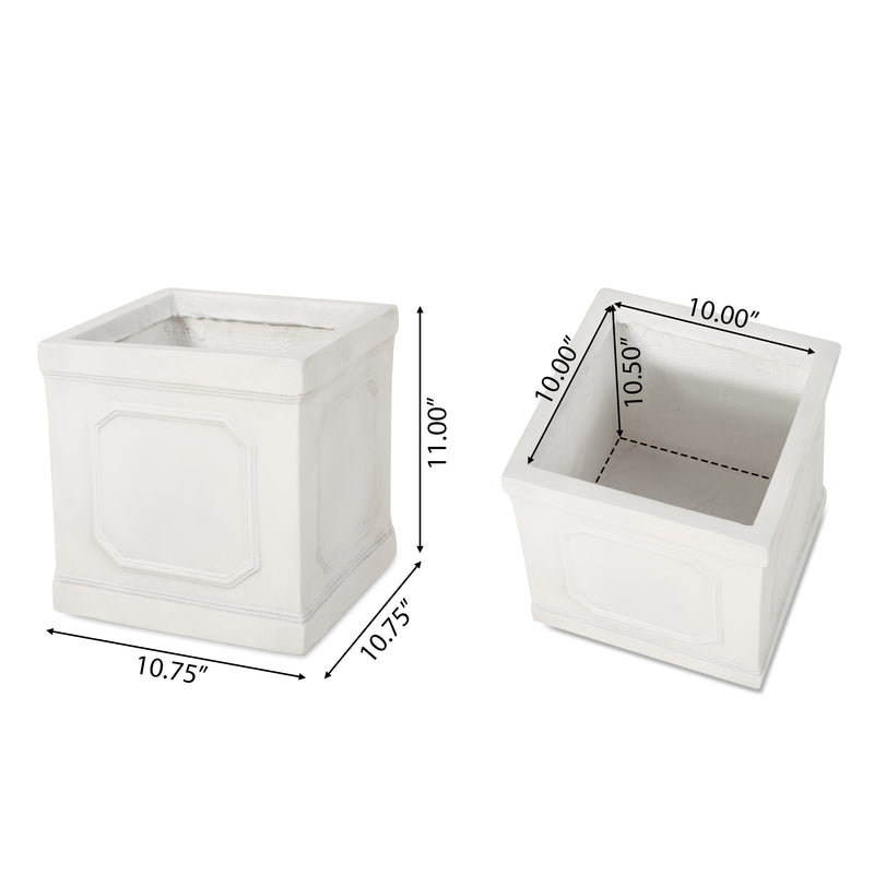 10.75 x 11.00 Antique White Magnesium Oxide Planter