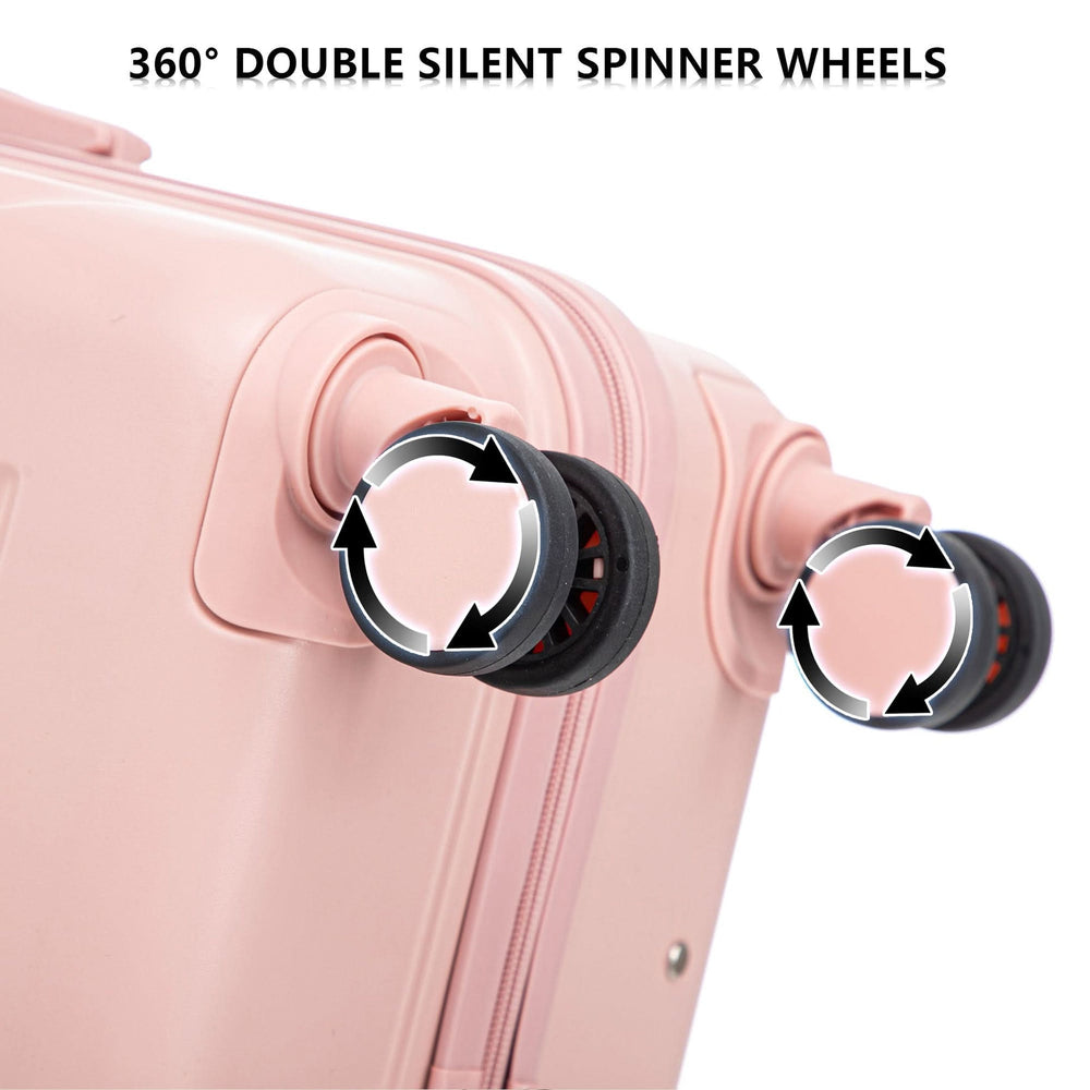 ABS Spinner Luggage 3 Piece Set Pink Matching Color & Combination Lock For Travel Use Media 12