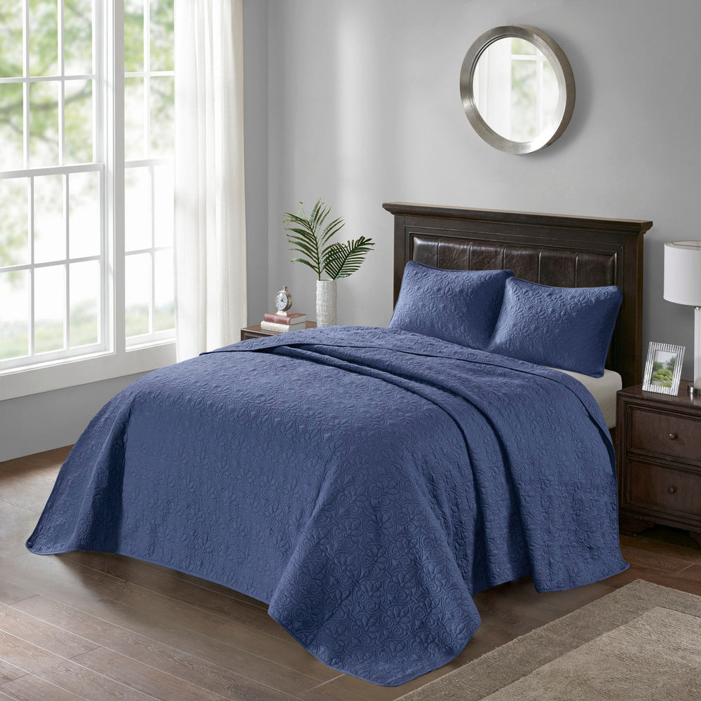 Reversible Bedspread Set Navy Full Media 3