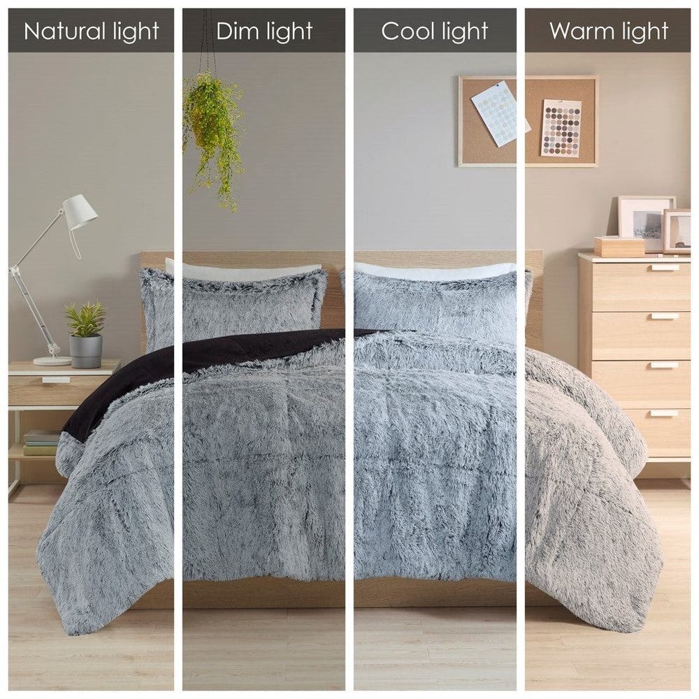 Twin/Twin XL Shaggy Long Fur Comforter Mini Set Media 5