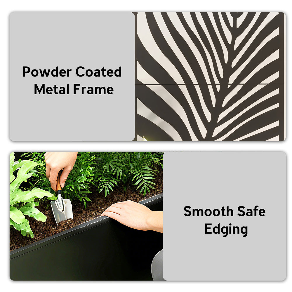 Outsunny Metal Planter Box with Trellis, Raised Garden Bed with Privacy Screen for Climbing Plants, Leaf Cut-Out Privacy Planter Media 5