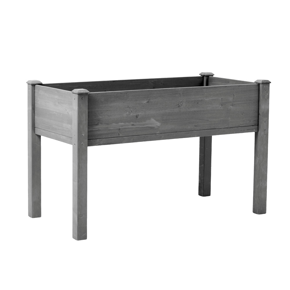 Elevated Wooden Garden Bed 48x24x30 inch with Legs, Premium Gray Solid Wood Planter Box for Outdoor Plants Flowers Fruits Vegetables Herbs Media 11