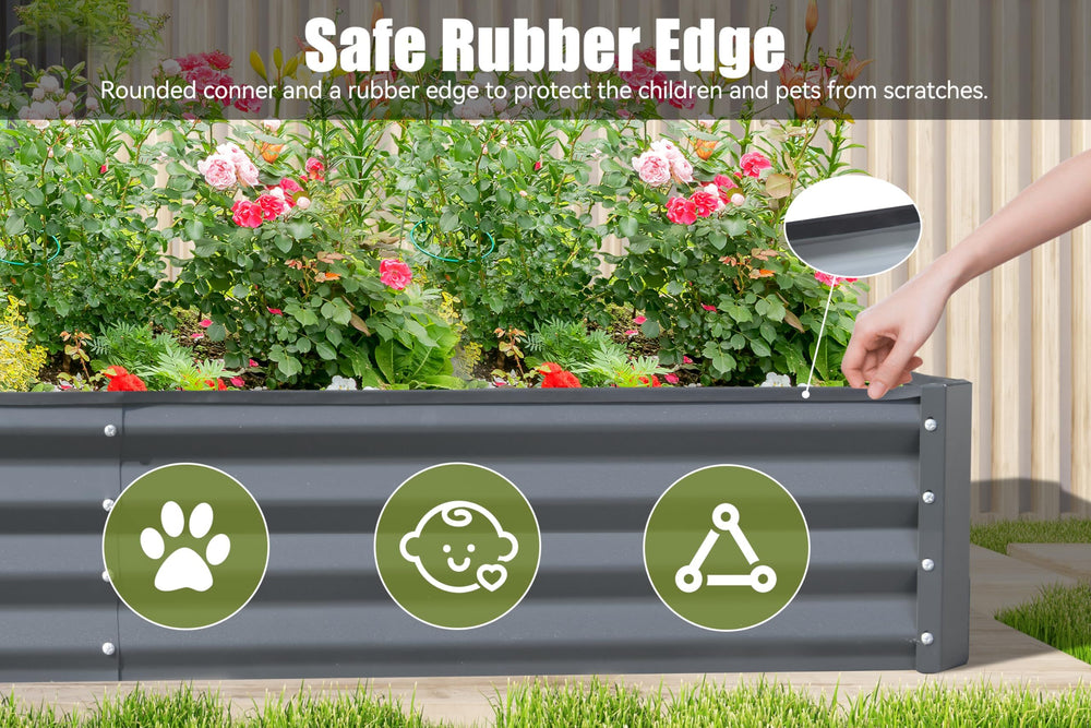 6x3x1ft Galvanized Raised Garden Bed, Outdoor Planter Garden Boxes Large Metal Planter Box for Gardening Vegetables Fruits Flowers,Gray Media 2