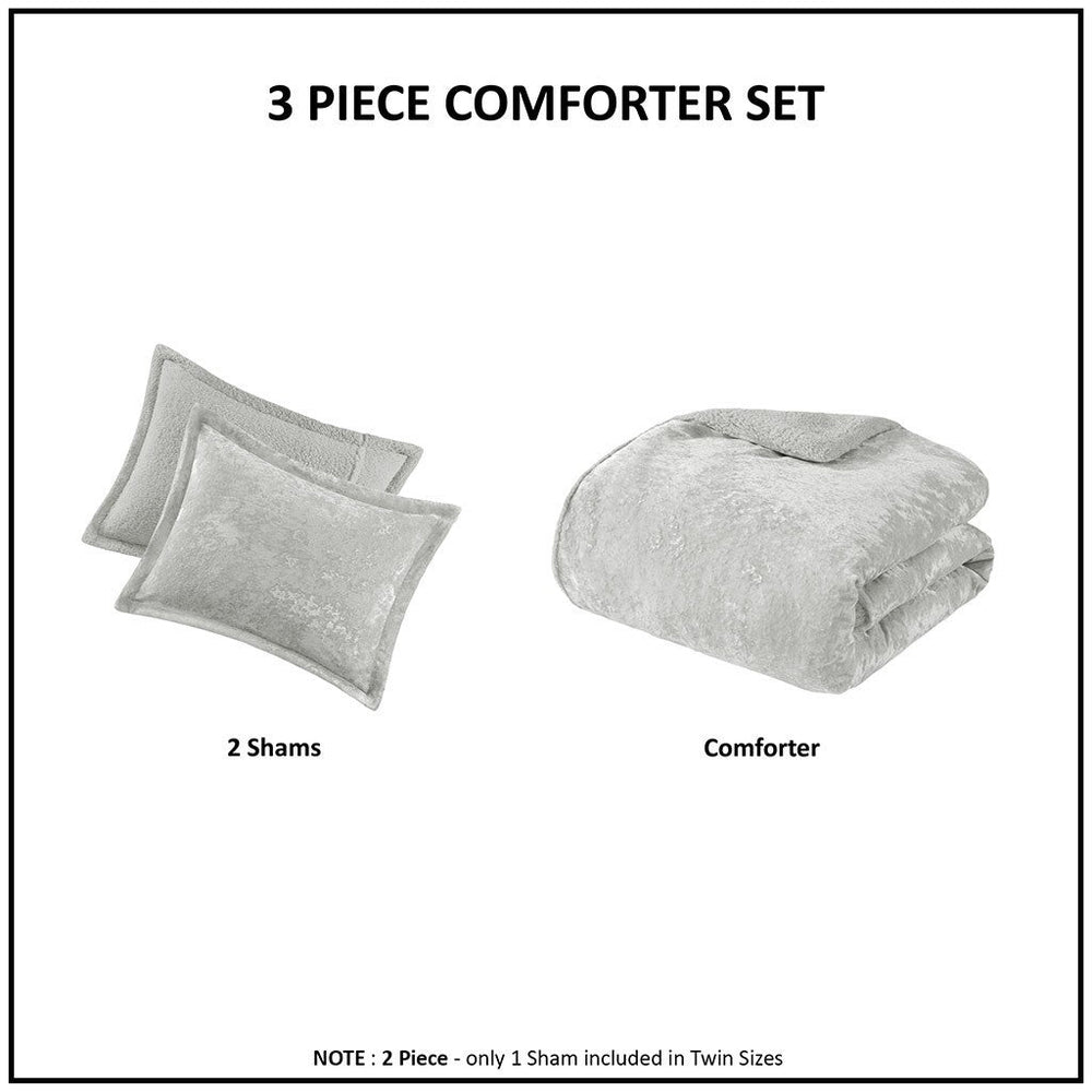 King/Cal King Crushed Velvet Sherpa Reversible Comforter Set Media 5