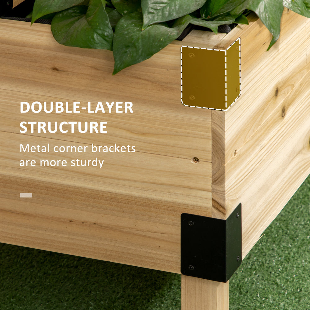Outsunny Raised Garden Bed with Trellis, 2 Tier Wooden Elevated Planter Box with Legs and Metal Corners for Vegetables, Flowers, Herbs, Natural Media 5