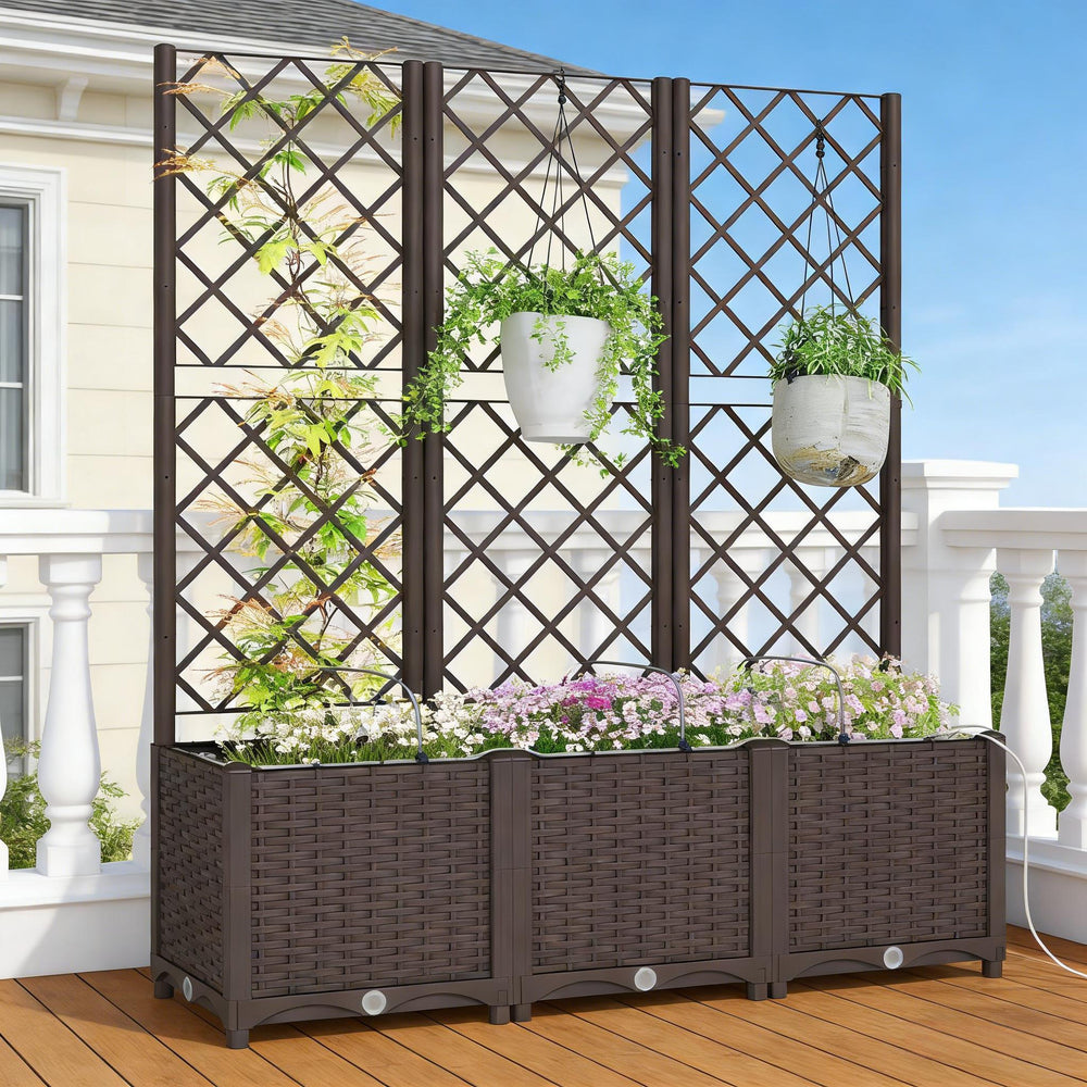 Outdoor Planter Box,Practical Self-Watering Raised Garden Bed Media 7