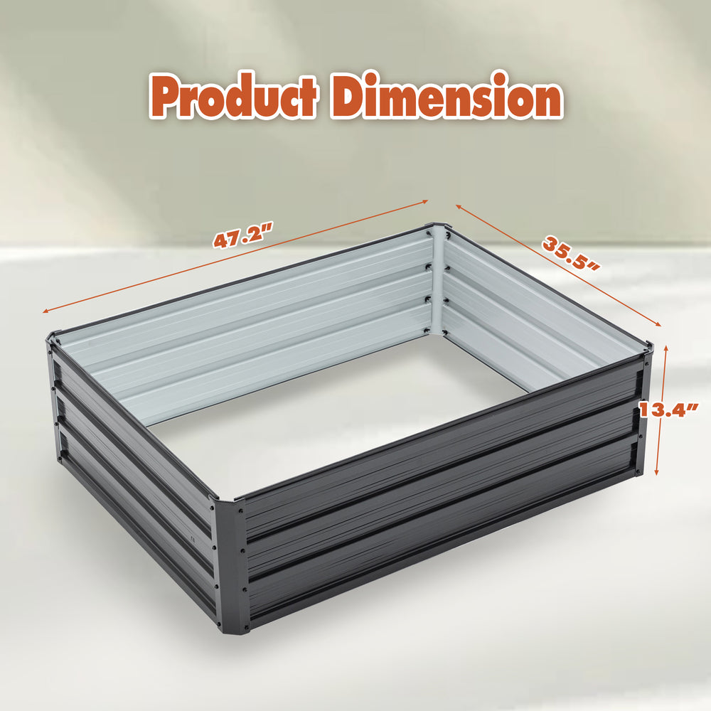 4x3x1ft Metal Raised Garden Bed,Deep Root Outdoor Galvanized Planter Box,Patio Kit Planting Beds for Vegetables Flowers Herb,Black Media 6
