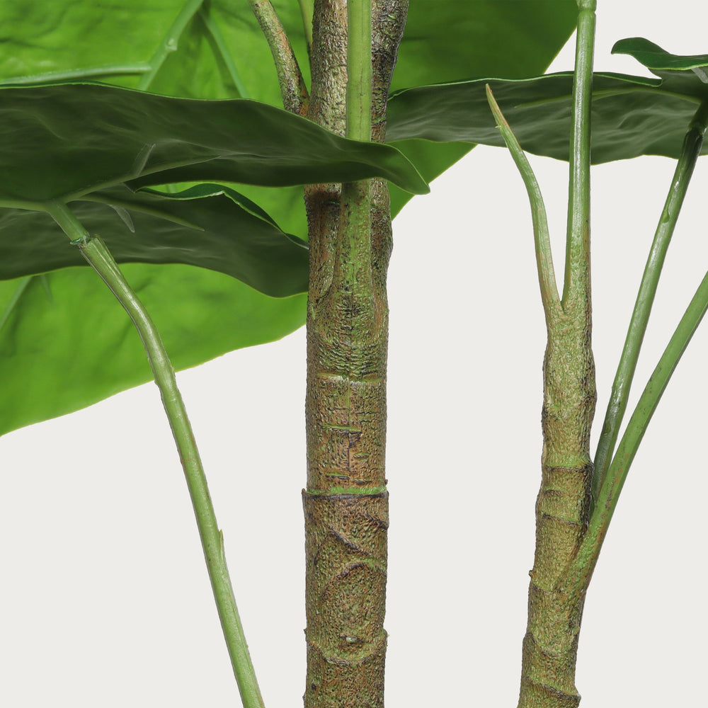 30'' Artificial Tropical Alocasia Leaf Plant With White Pot 2pc/set Media 10