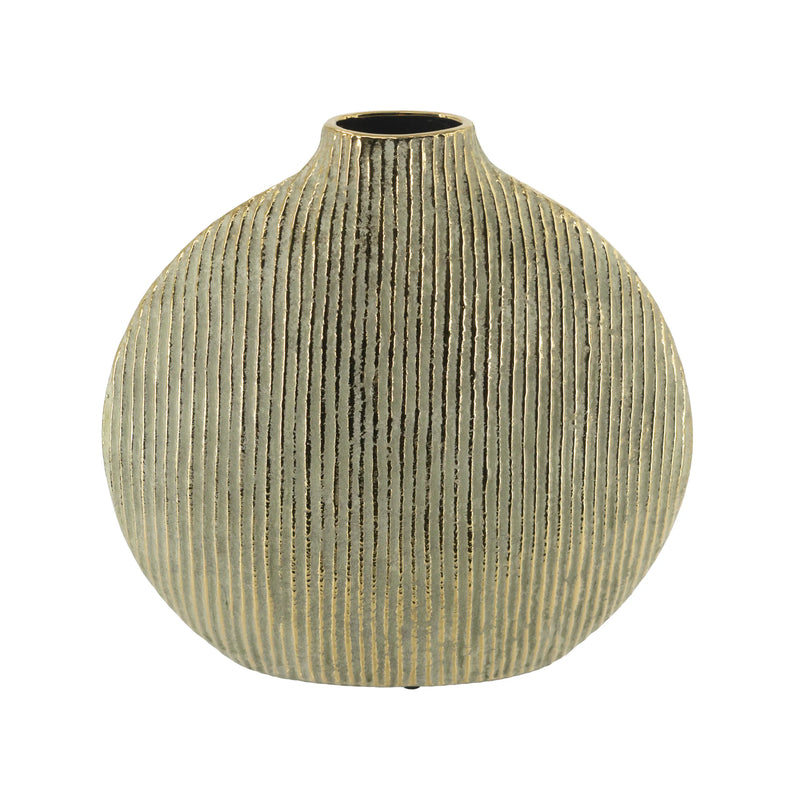 Ceramic Accent Vase with Vertical Ribbed Texture