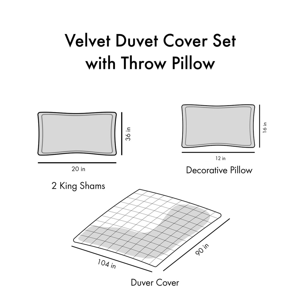 King/Cal King Velvet Duvet Cover Set with Throw Pillow Media 17
