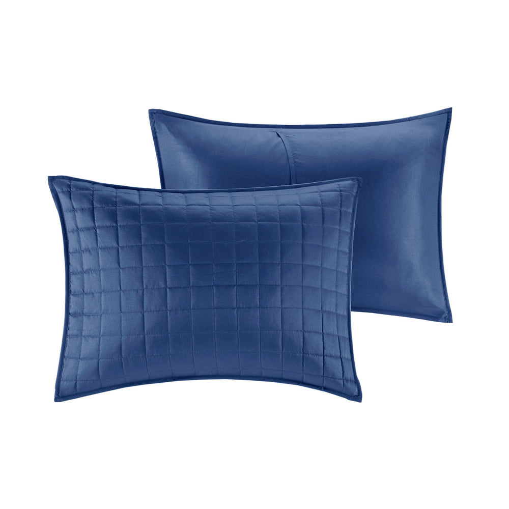 8 Piece Comforter and Quilt Set Collection Navy King/Cal King Media 8