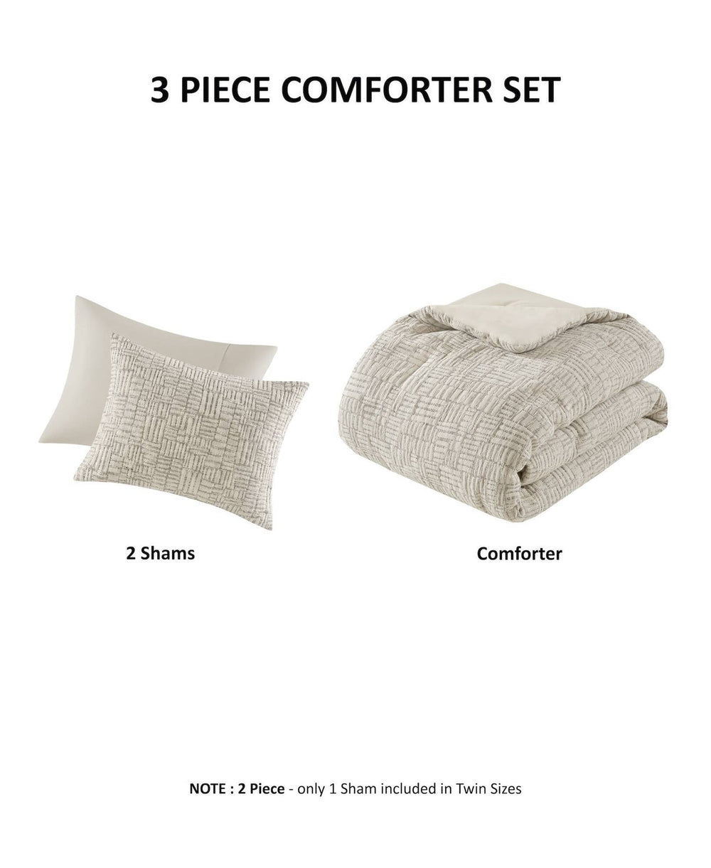3 Piece Oversized Cotton Matelasse Comforter Set-Full/Queen Media 12