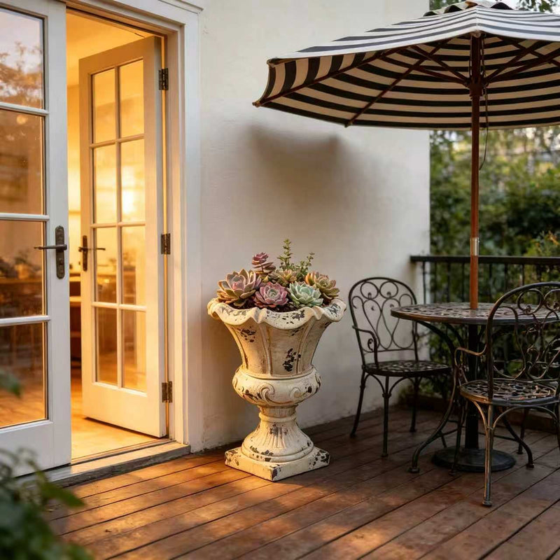 MGO Garden Planter, Garden decoration and planting,Color Antique White, Side 16.33'Wx16.33''Dx21.45'H
