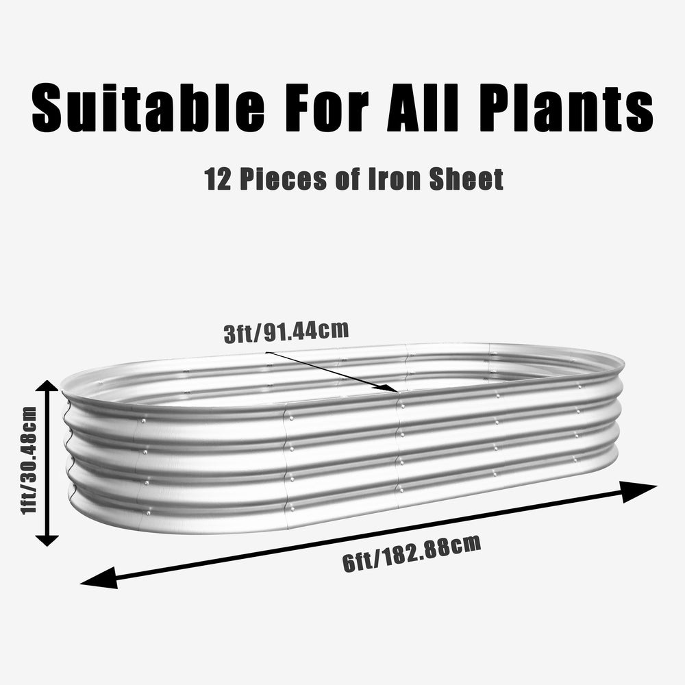 Galvanized Raised Garden Bed Kit, Heavy Duty, Rust-Resistant, 6x3x1ft, Silver Media 9
