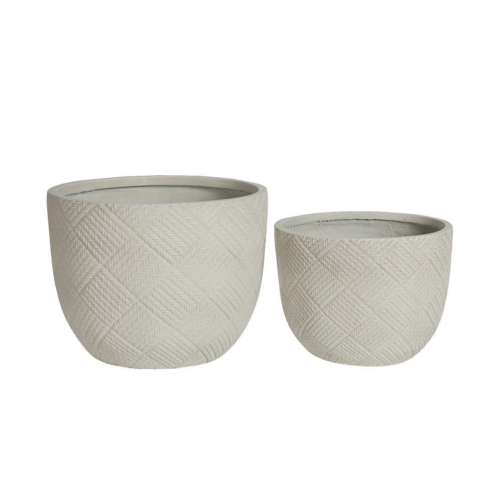 Round Concrete Planter Set of 2, Large Outdoor Indoor Handmade Rustic Decorative Planter Pots with Drainage Holes for Home Garden Patio, 15' x 11' & 18' x 14'  (grey) Media 6