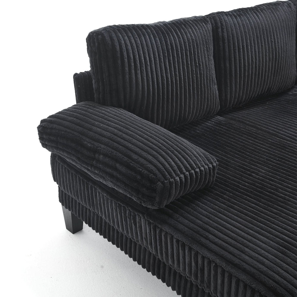 U Shaped Sofa Wood Frame Oversized Four-Seater Living Room Black Upholstery Media 23