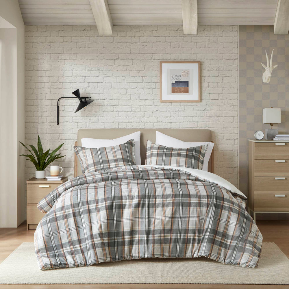 3PCS Full/Queen Plaid Duvet Cover Set Media 5