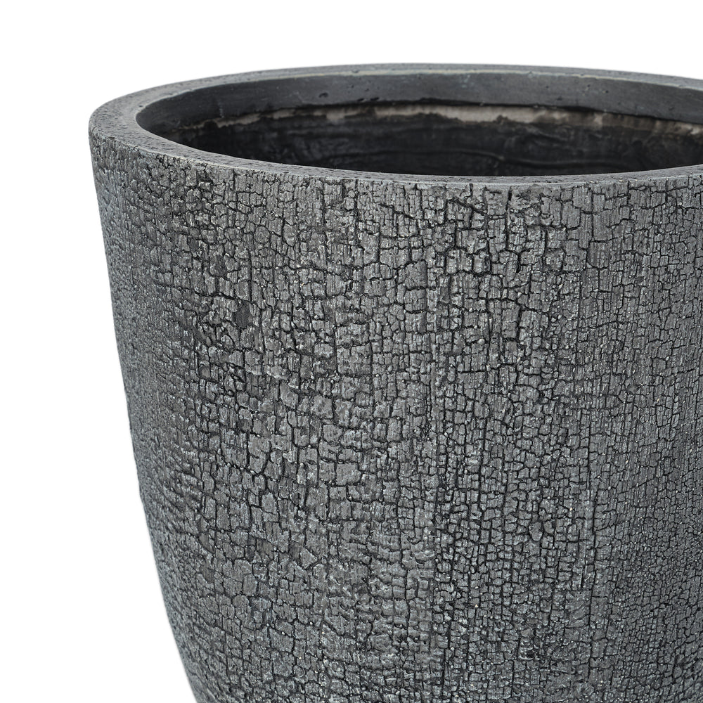 U_STYLE Lightweight MGO Planter Set of 3,16.93'+13.78'+11.02' Dia Round Concrete Stackable Flower Pots with Drainage Holes and Rubber Plug,Crackle Stone Texture for Patio Garden Balcony Indoor Outdoor Media 14