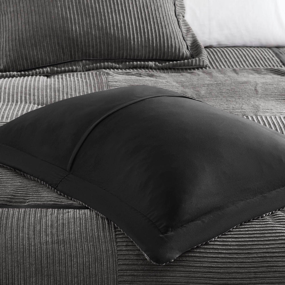 7 Piece Micro Corduroy Comforter Set Grey Queen Media 15