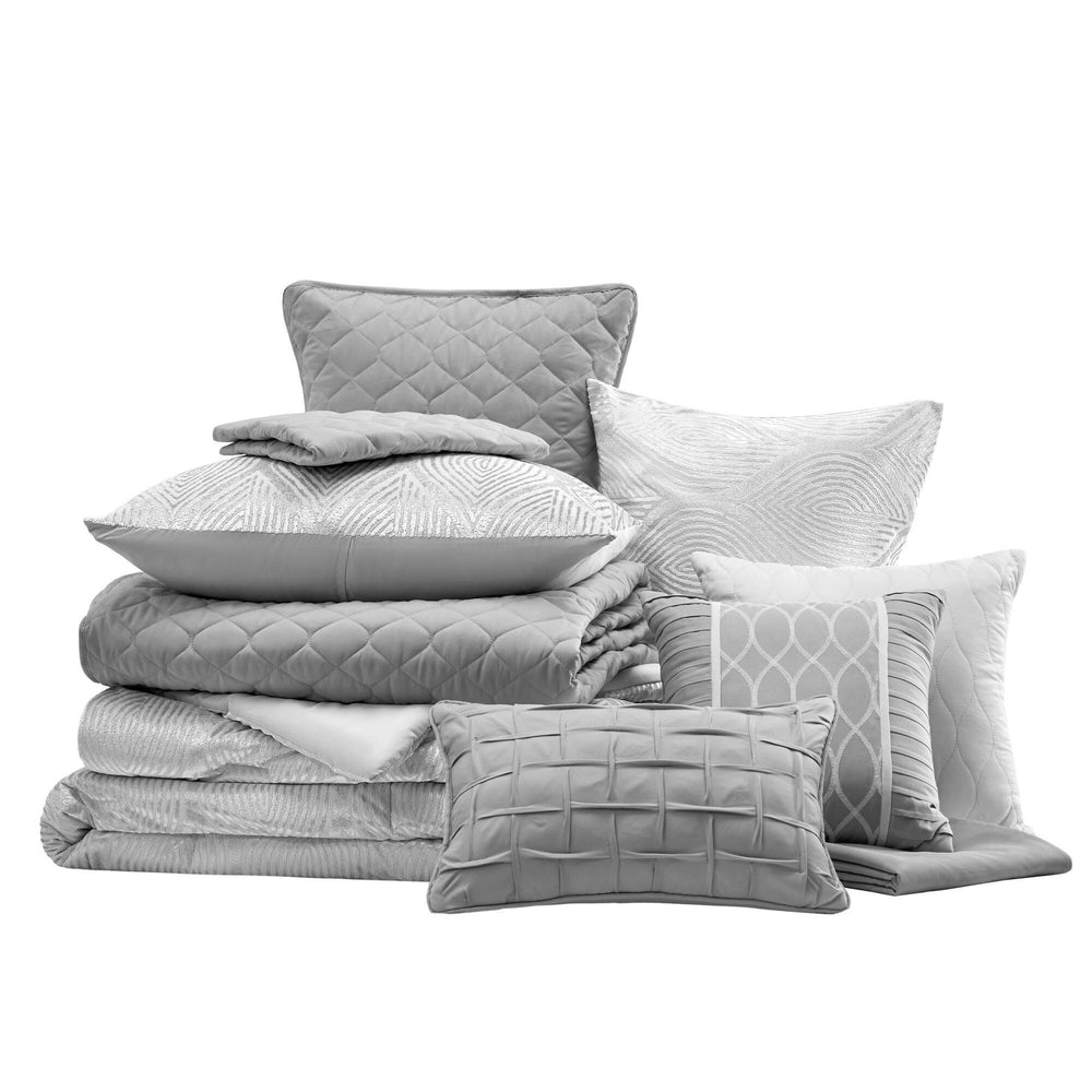 10- Piece Cal King Jacquard Comforter Set Media 17