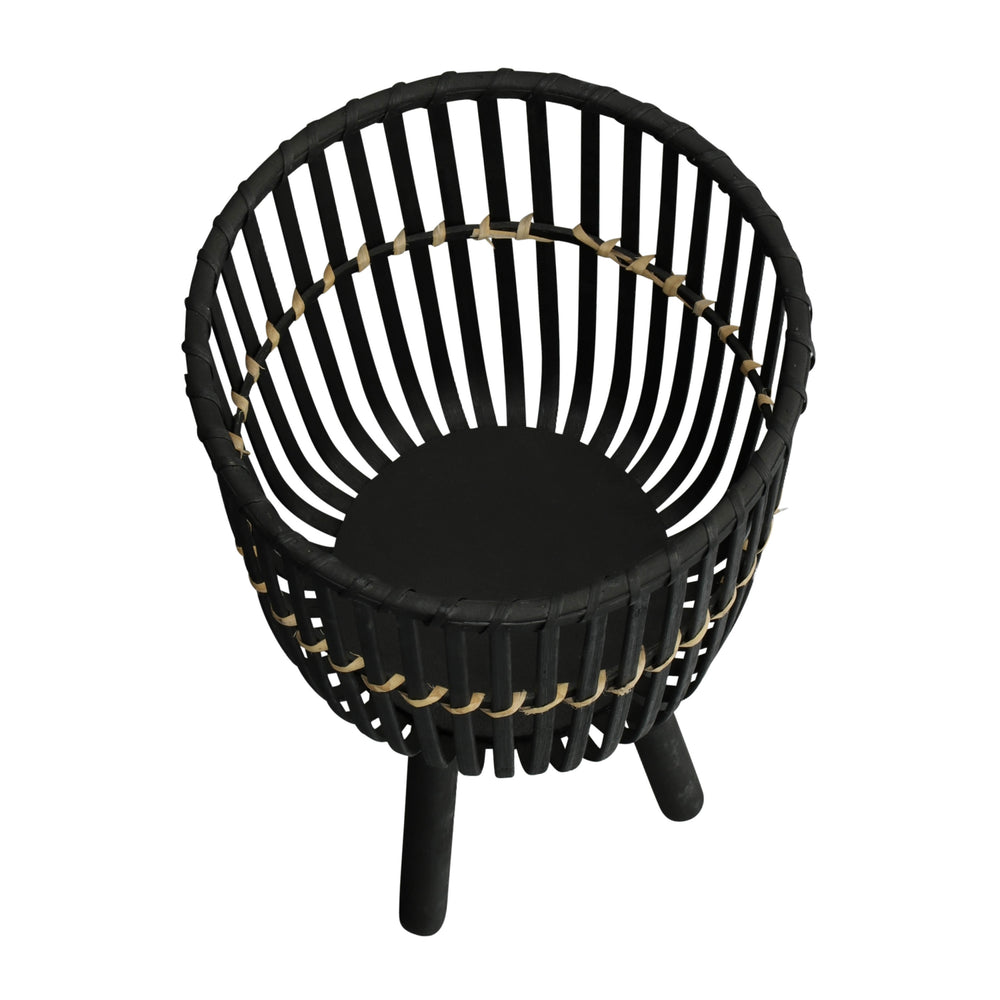 S/3 BAMBOO FOOTED PLANTERS 11/13/15', BLACK Media 6