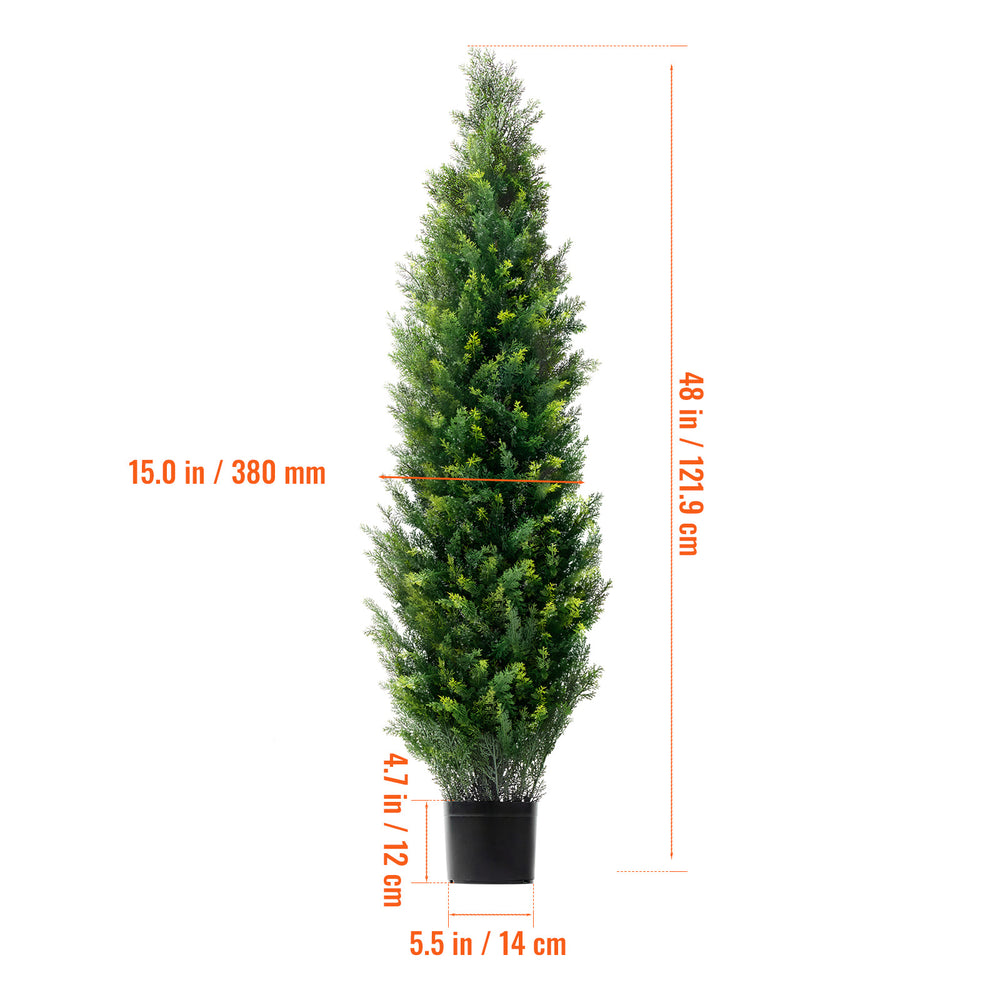 2 Pack 4' Artificial Cedar Topiary Tree Faux Plant UV Decor In/Outdoor Media 4
