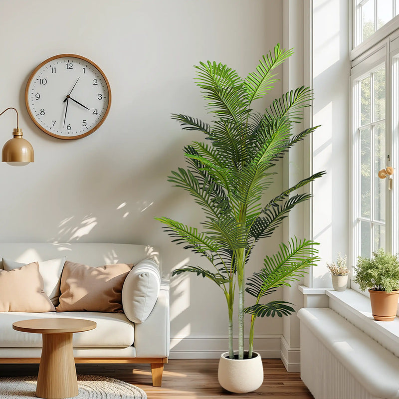 78.5' Artificial Palm Tree with Black Plastic Pot, Set of 2