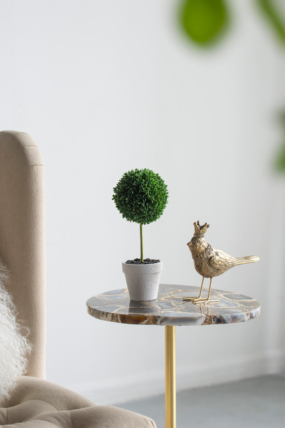 S/3 Mini Faux Topiaries in Cream Pot, 10.6x3.5x9.5' Green Media 8