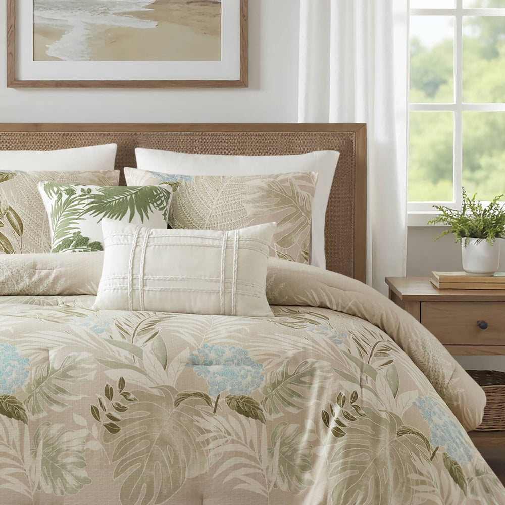 6-Piece Queen Oversized Cotton Comforter Set with Throw Pillow Media 14