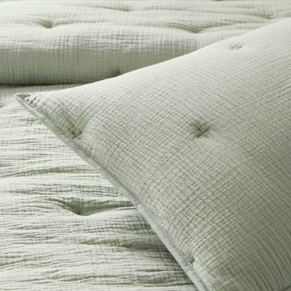 3-Piece Full/Queen Cotton  Embroidered Quilt Set,Sage Media 15