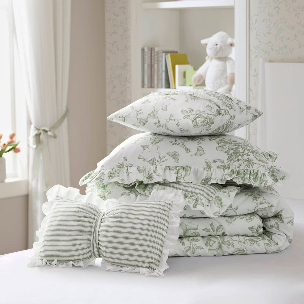 4 Pieces Twin/Twin XL Comforter Set with Decorative Pillows,Green Media 9