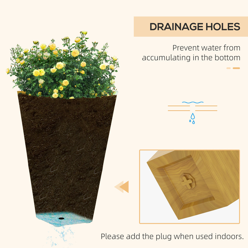 Outsunny 28' Tall Outdoor Planters Set of 3 with Drainage Holes Faux Wood Plastic Flower Pots for Garden Patio Tan Media 5