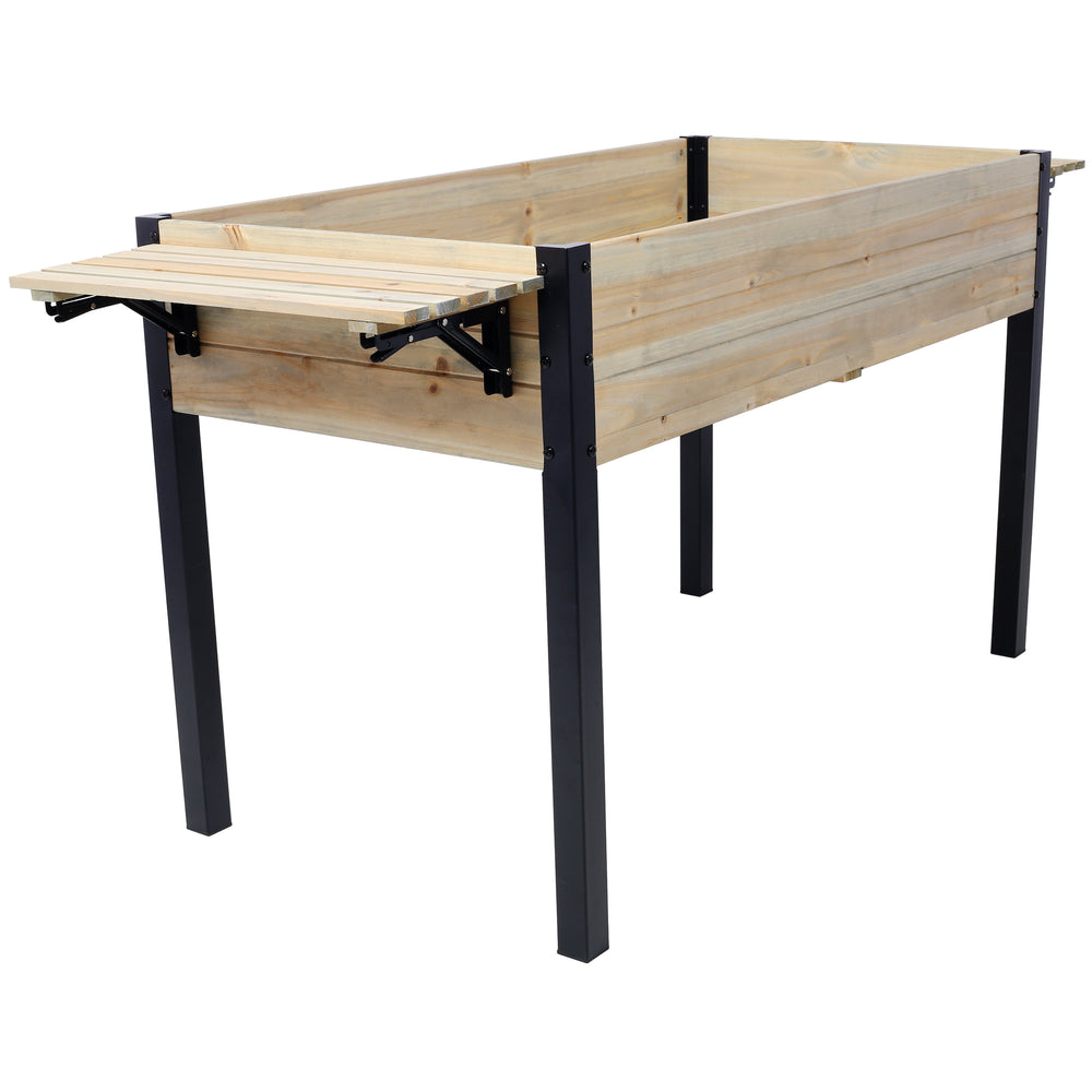 Raised Garden Bed, Metal Leg Wood Planter Boxes with Folding Storage Shelf,Elevated Planter Box for Growing Fresh Herbs, Vegetables, Flowers Great for Outdoor Patio, Deck, Balcony Media 7
