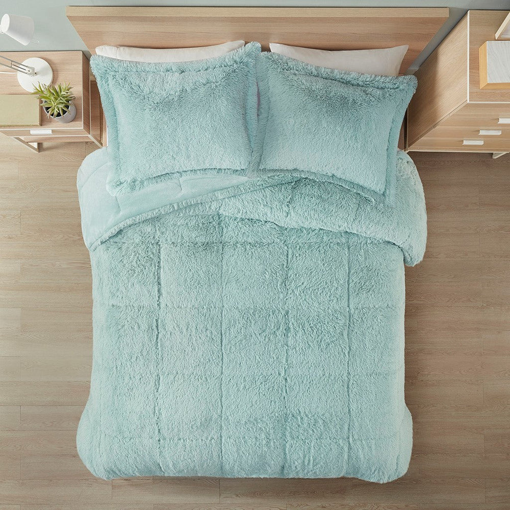 King/Cal King Shaggy Long Fur Comforter Mini Set Media 4