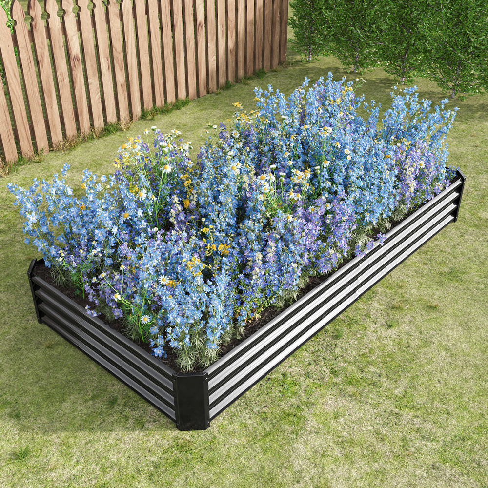 Raised Garden Bed Kit - Metal Raised Bed Garden 7.6x3.7x0.98ft for Flower Planters, Vegetables Herb Black Media 6