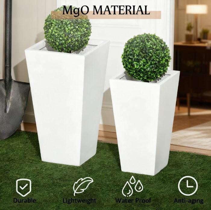 Flower Pots,2-Pack Outdoor Planter Set,with Drainage Holes, Durable & Stackable Plant Pot,for Outdoor and Indoor Media 7