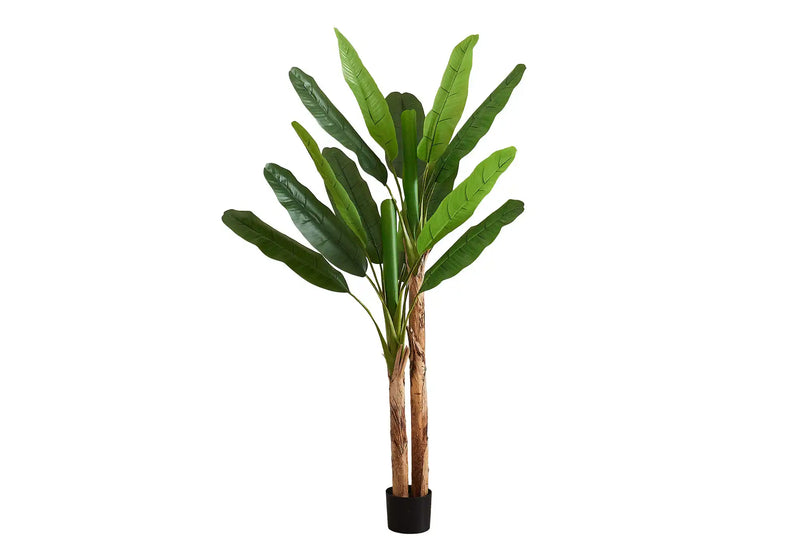 Artificial Plant, 83' Tall, Banana Tree, Indoor, Decorative, Faux, Floor, Potted, Real Touch, Green Leaves, Black Pot
