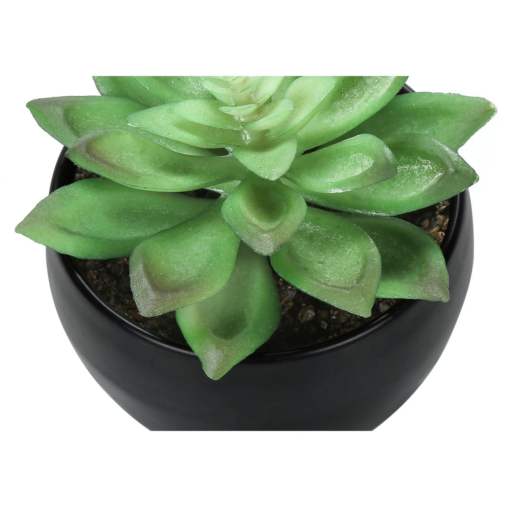 Artificial Succulent Plants Set of 3, 6' Tall, Green Faux Indoor Decor in Black Melamine Pots, Tabletop Greenery for Home Office Media 5