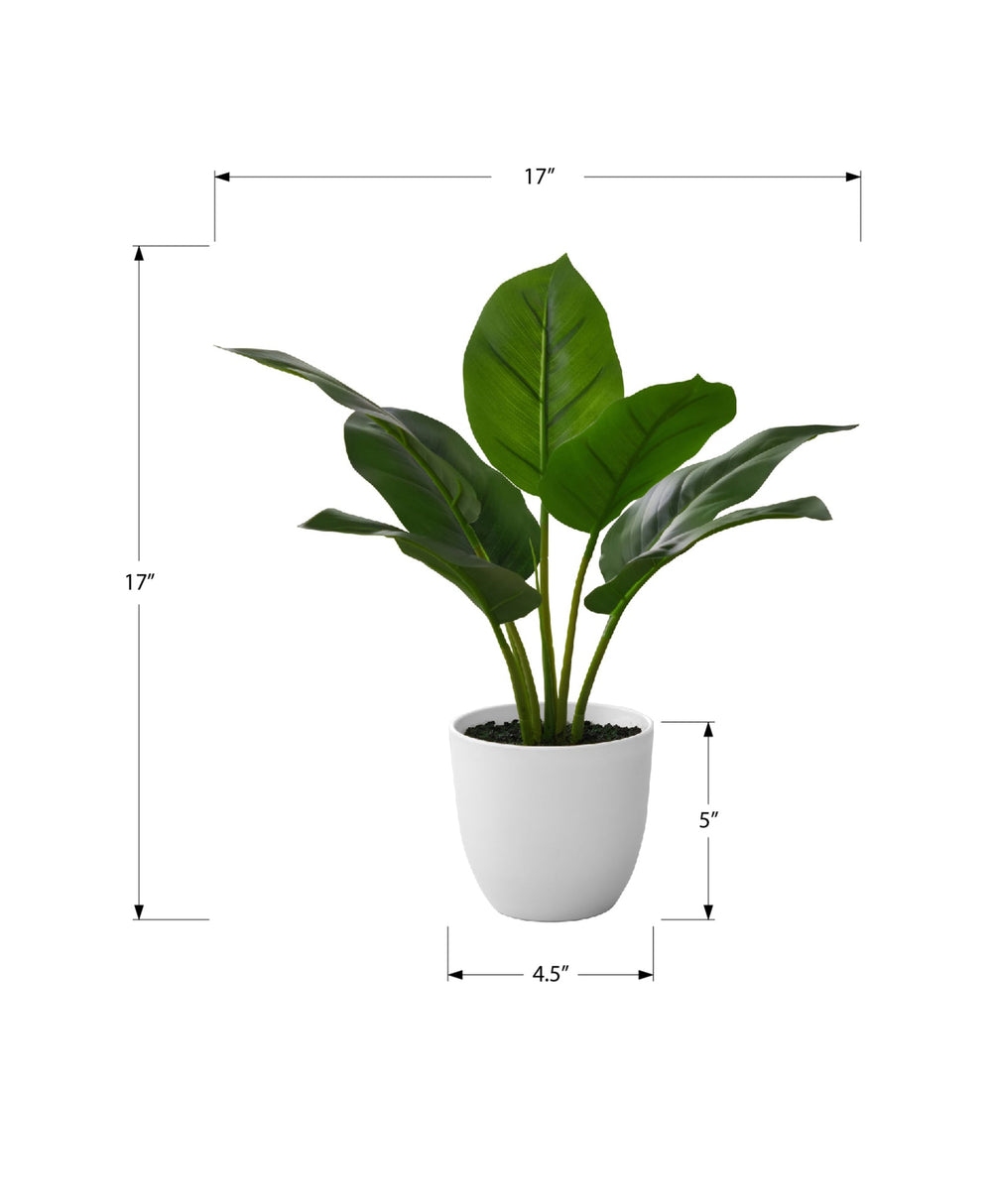 Artificial Plant, 17' Tall, Aureum, Indoor, Faux, Fake, Table, Greenery, Potted, Real Touch, Decorative, Green Leaves, White Pot Media 6