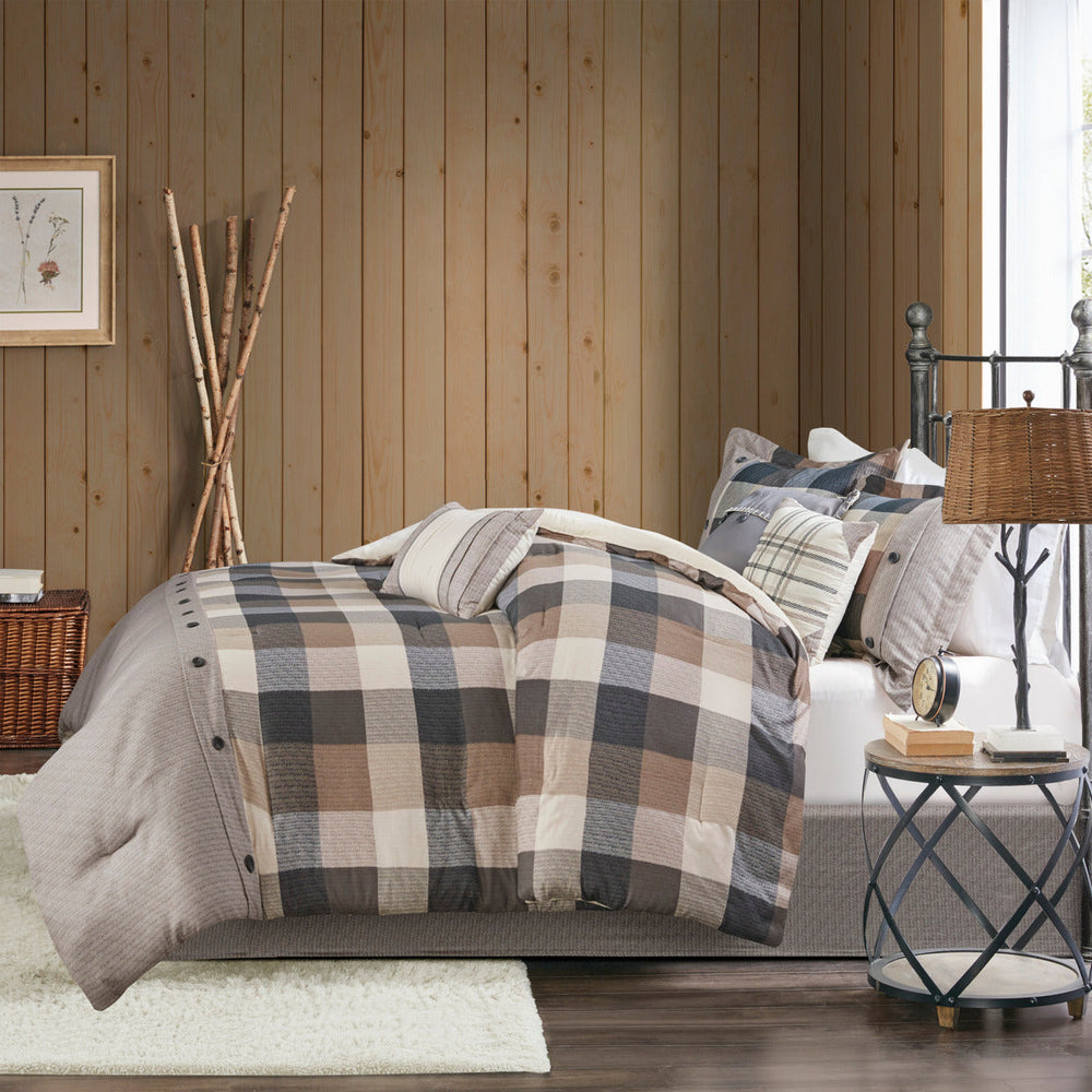 7 Piece Herringbone Comforter Set Neutral Queen Media 6
