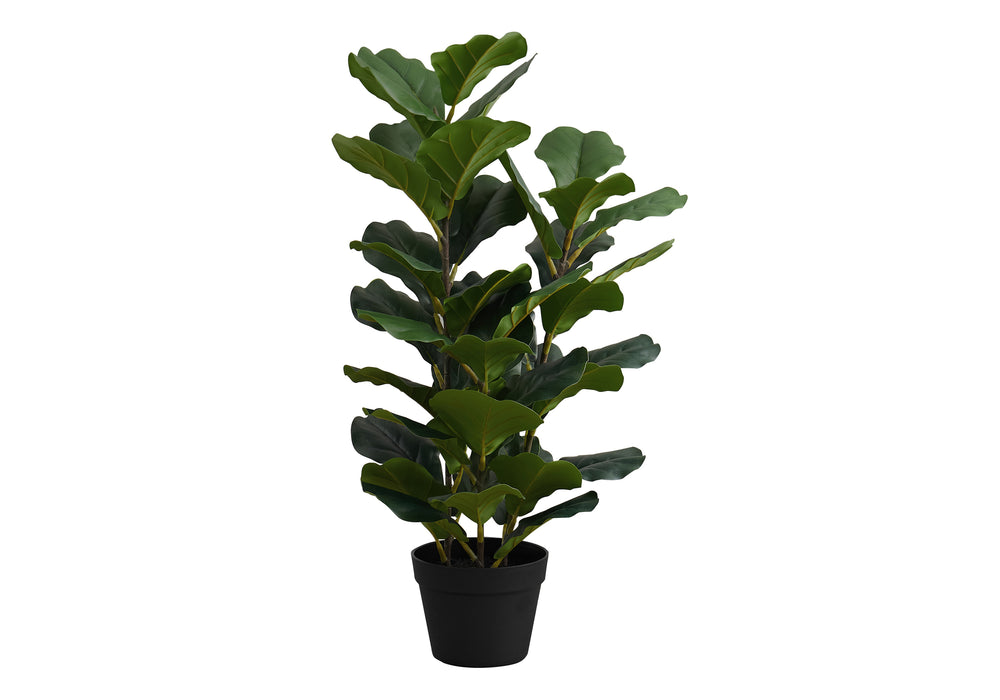 Artificial Plant, 32' Tall, Fiddle Tree, Indoor, Faux, Fake, Floor, Greenery, Potted, Real Touch, Decorative, Green Leaves, Black Pot Media 2