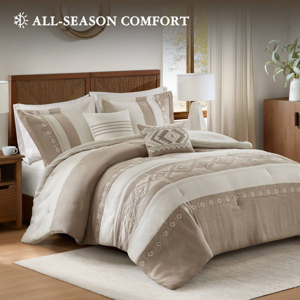 5-Piece King Comforter 5pcs Set,Taupe Media 2