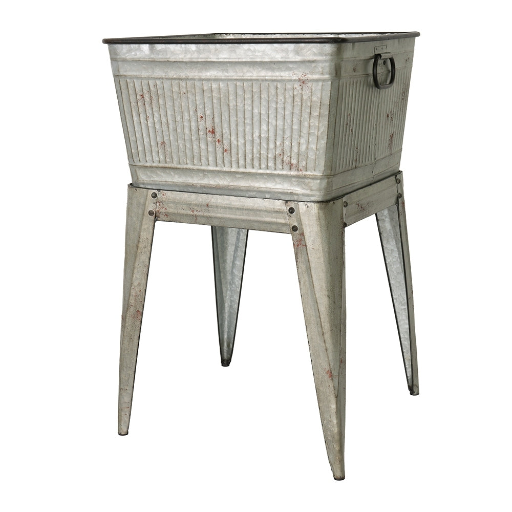 20.5x20.5x21' Large Perryman Galvanized Tub On Stand, for Plant Pot/Planter/ Metal Ice Buckets Media 3