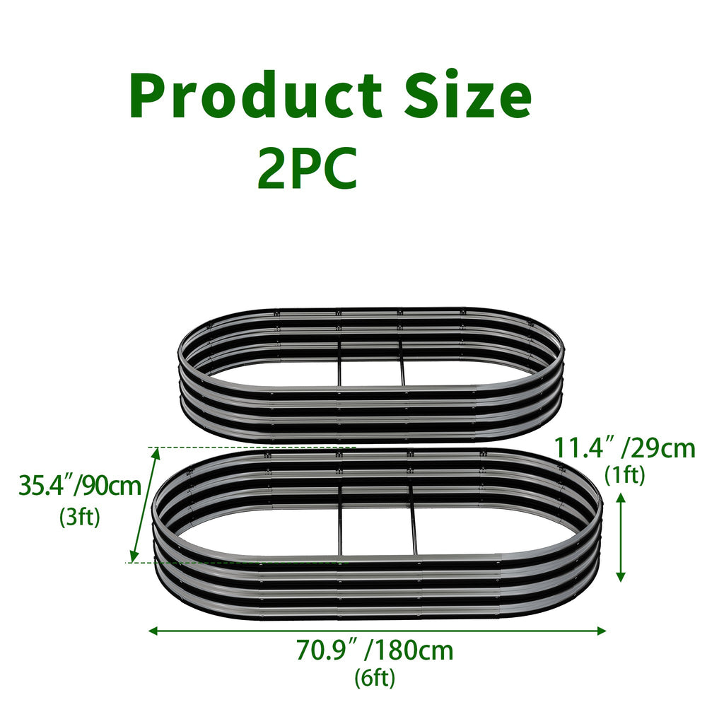 Galvanized Raised Garden Bed 6x3x1ft - Heavy Duty Metal Planter Box for Vegetables, Herbs & Flowers, Rust-Proof Outdoor Garden Bed with Large Capacity, Black, 2PCS Media 2