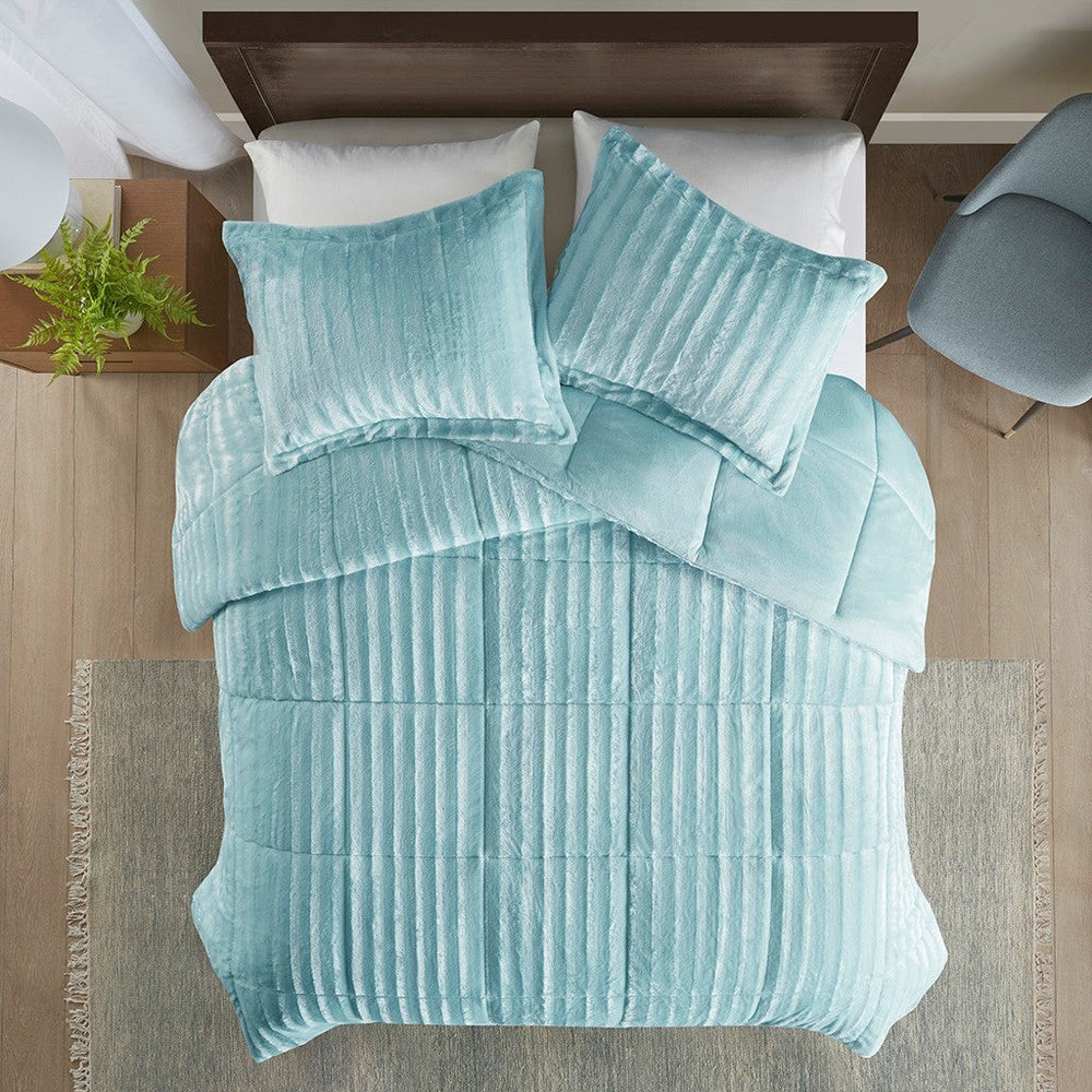 Full/Queen Faux Fur Comforter Mini Set Media 12