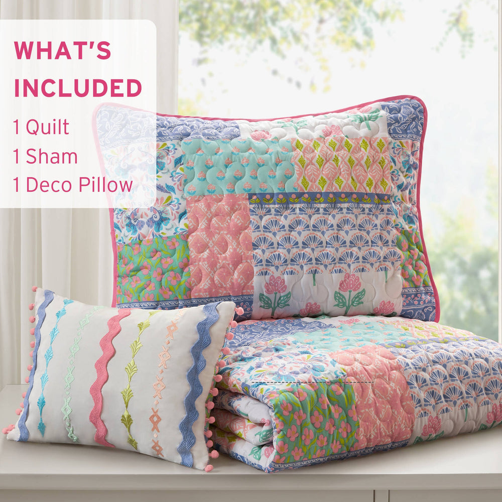 3-Piece Twin/Twin XL 3pcs Quilt Set,Pink Media 6